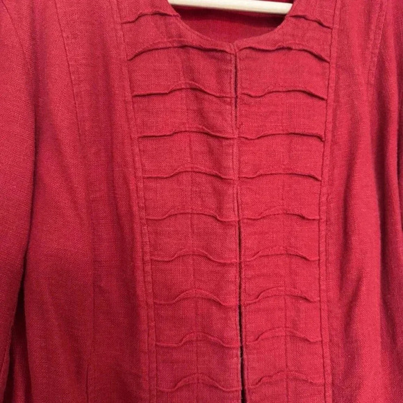 Coldwater Creek women’s Lt Wt Jacket sz 4-6 Red Linen Rayon 3/4 Sleeves - Picture 5 of 9